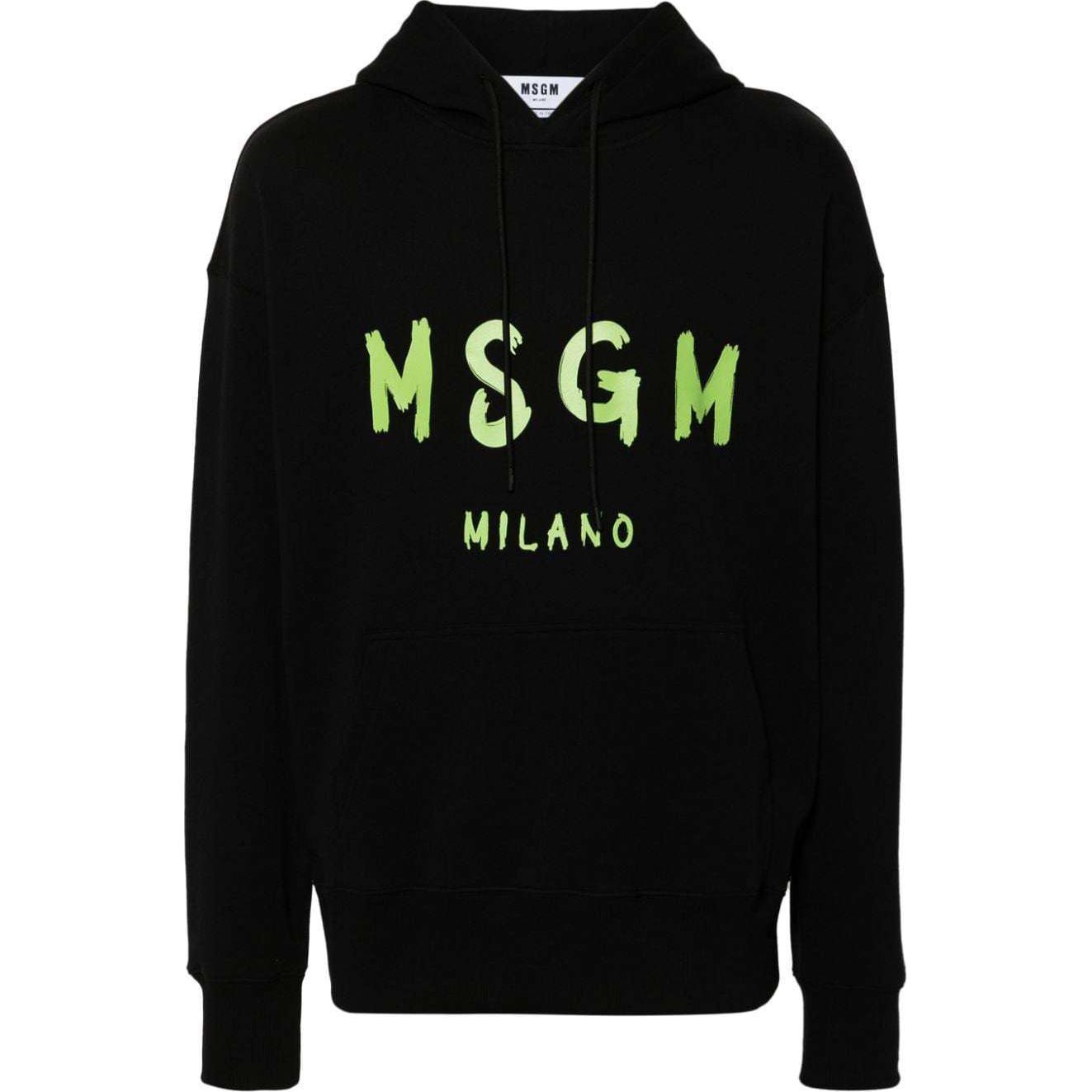 MSGM Logo Print Oversized Hoodie Black 3740MM515247799-BLACK