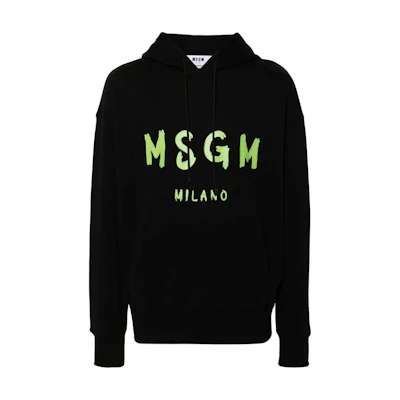 MSGM Logo Print Oversized Hoodie Black 3740MM515247799-BLACK