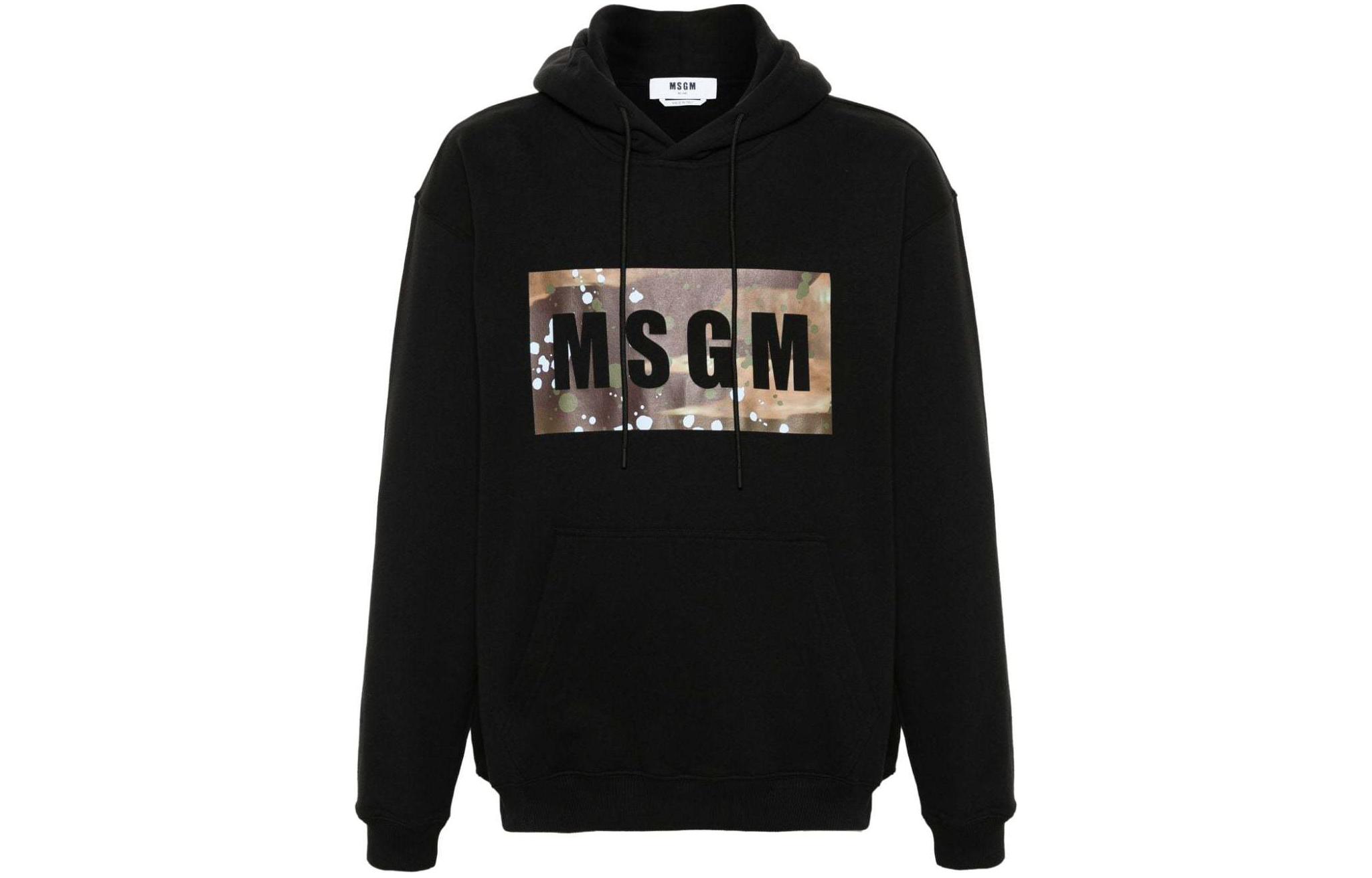 MSGM Logo Print Oversized Hoodie Black () 3640MM80247000-BLACK