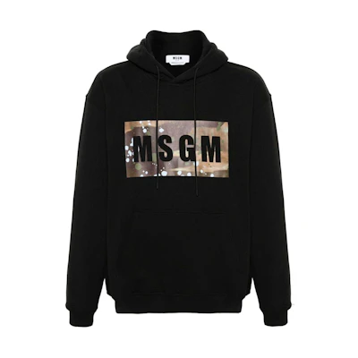MSGM Logo Print Oversized Hoodie Black () 3640MM80247000-BLACK