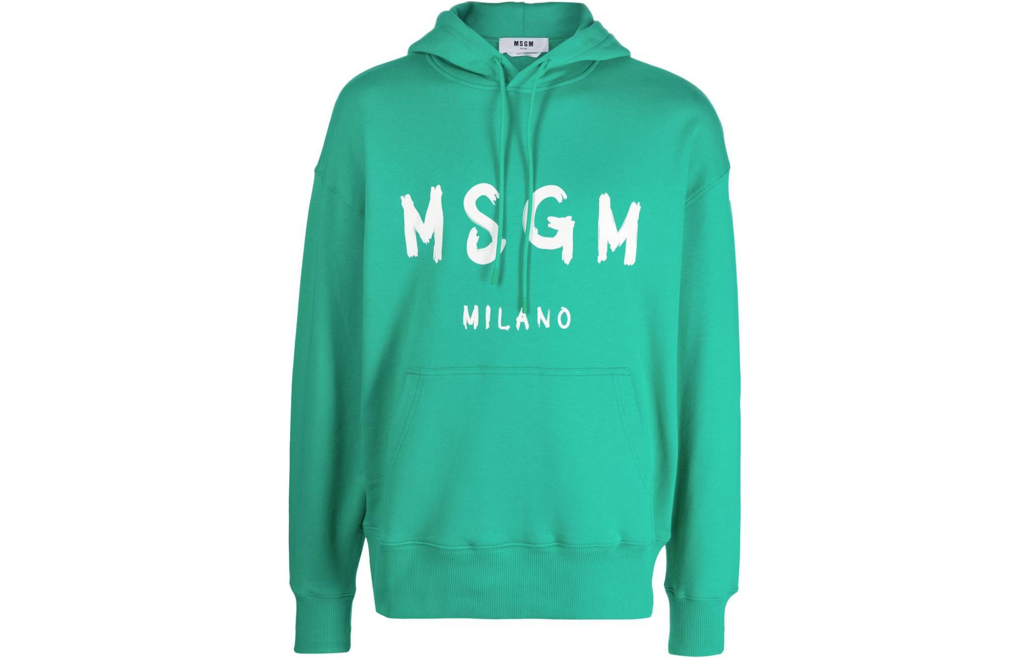 MSGM Logo Print Oversized Hoodie Jade Green () 3540MM515237799-GREEN