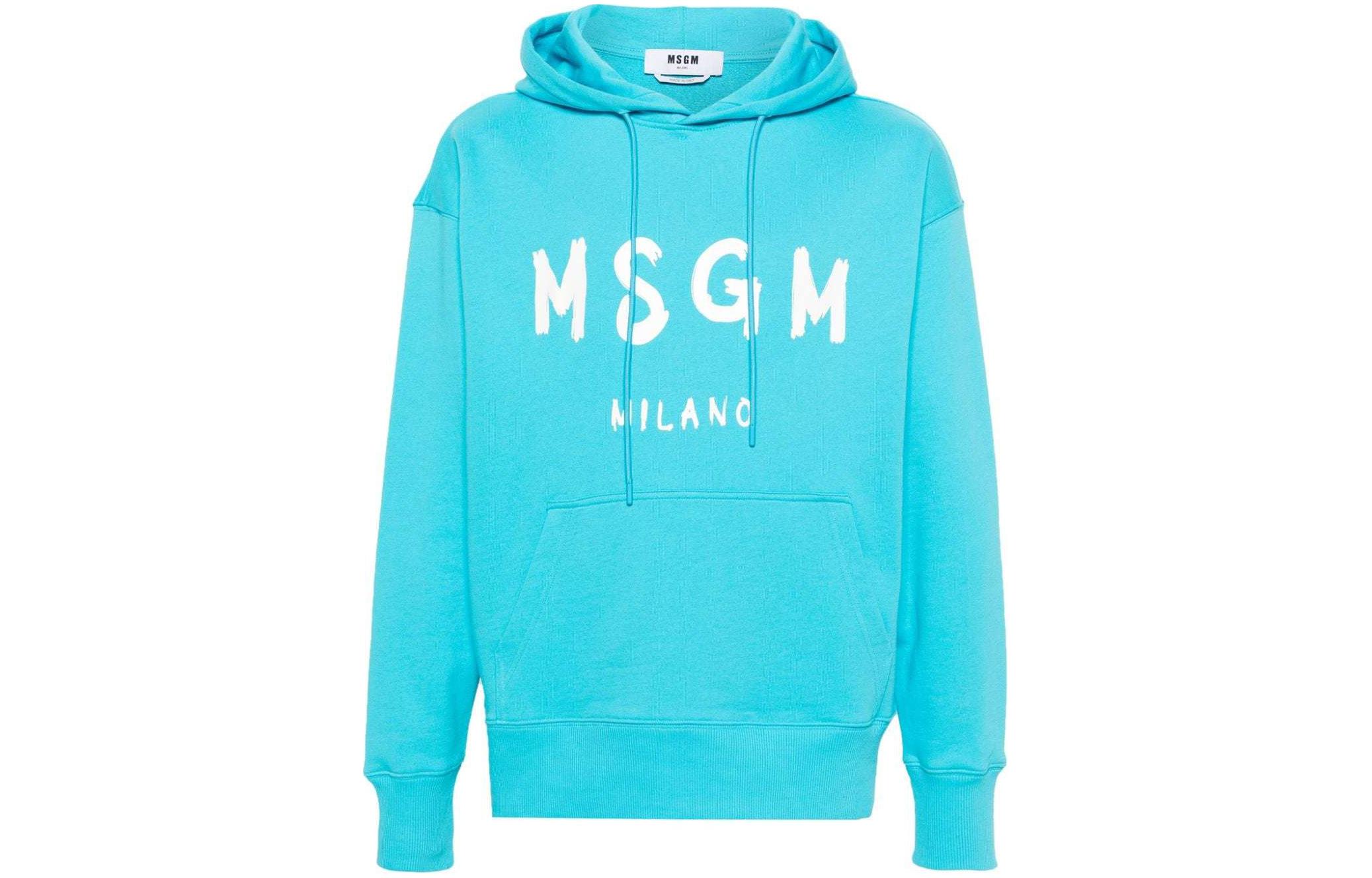 MSGM Logo Print Oversized Hoodie Men’s Light Blue 3640MM515247000-84
