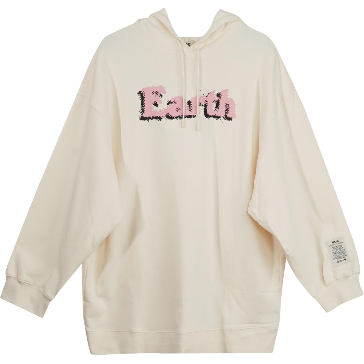 MSGM Logo Print Oversized Hoodie Unisex White 3042MDM291217119-02