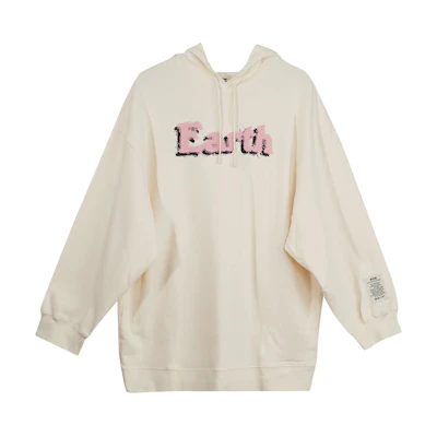 MSGM Logo Print Oversized Hoodie Unisex White 3042MDM291217119-02