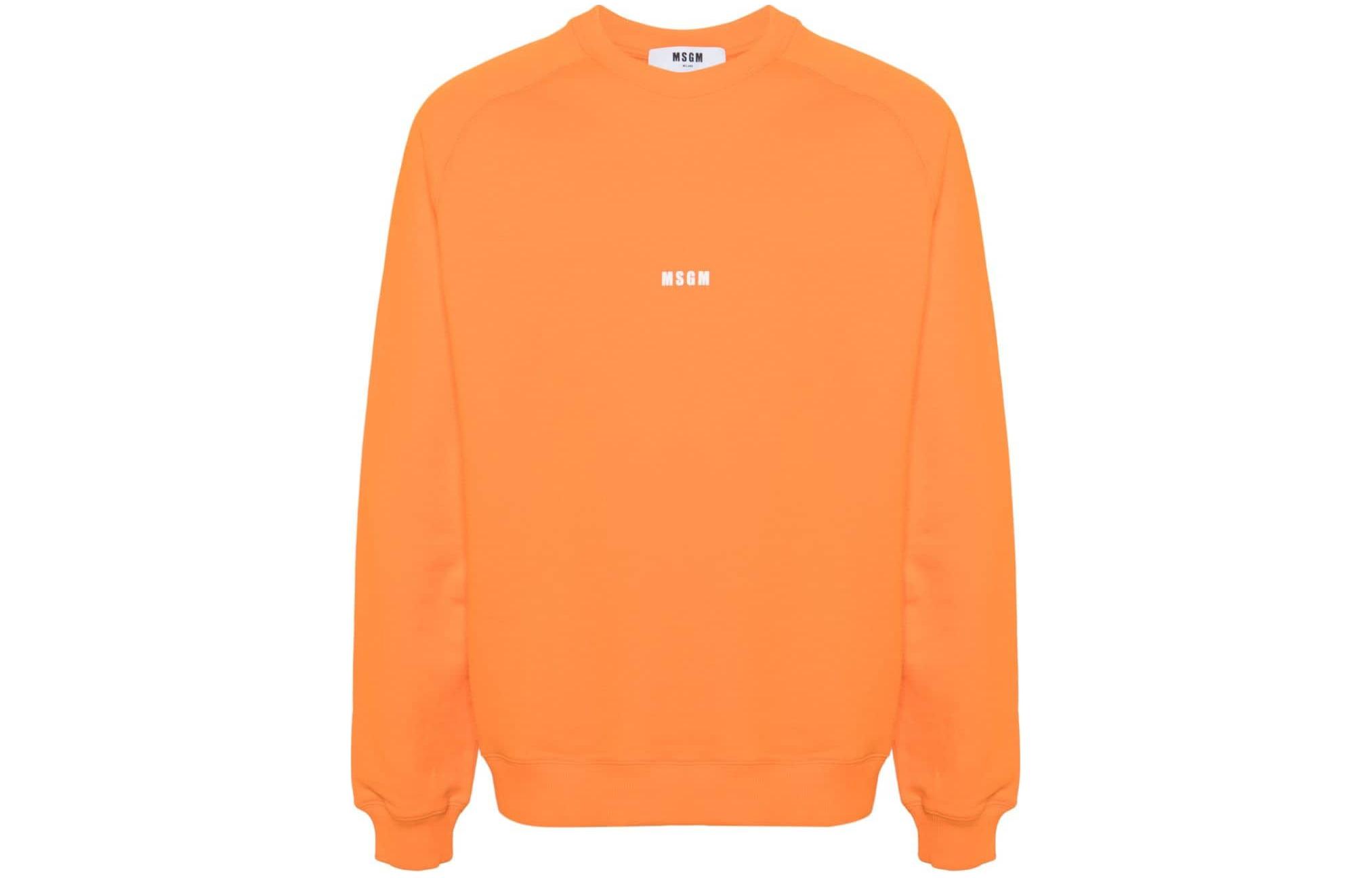 MSGM Logo Print Oversized Sweatshirt Men’s Pumpkin Orange 3640MM503247000-10