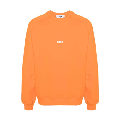 MSGM Logo Print Oversized Sweatshirt Men’s Pumpkin Orange 3640MM503247000-10