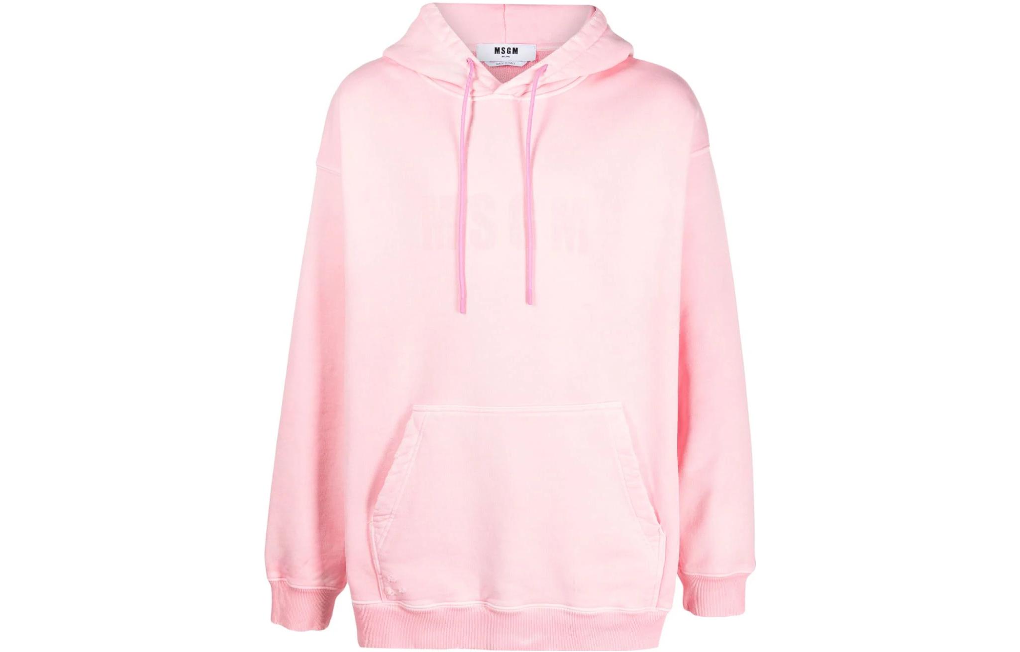 MSGM Logo Print Pink Hoodie Long Sleeve Sweater 3540MM87237599-PINK