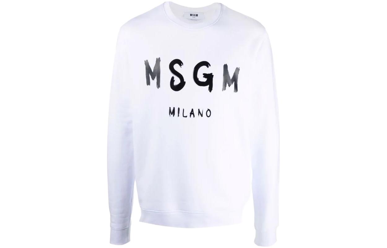 MSGM Logo Print Pullover Sweatshirt White 2000MM513-2000-01