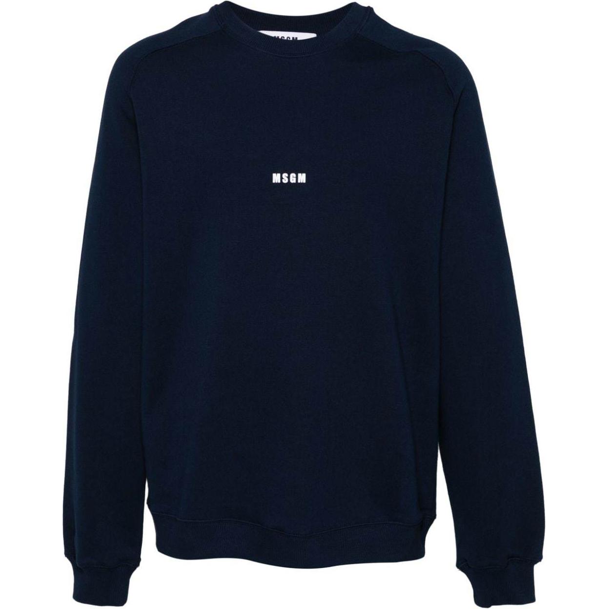 MSGM Logo Print Raglan Long-Sleeve Sweatshirt Navy Blue () 3740MM503247799-NAVY