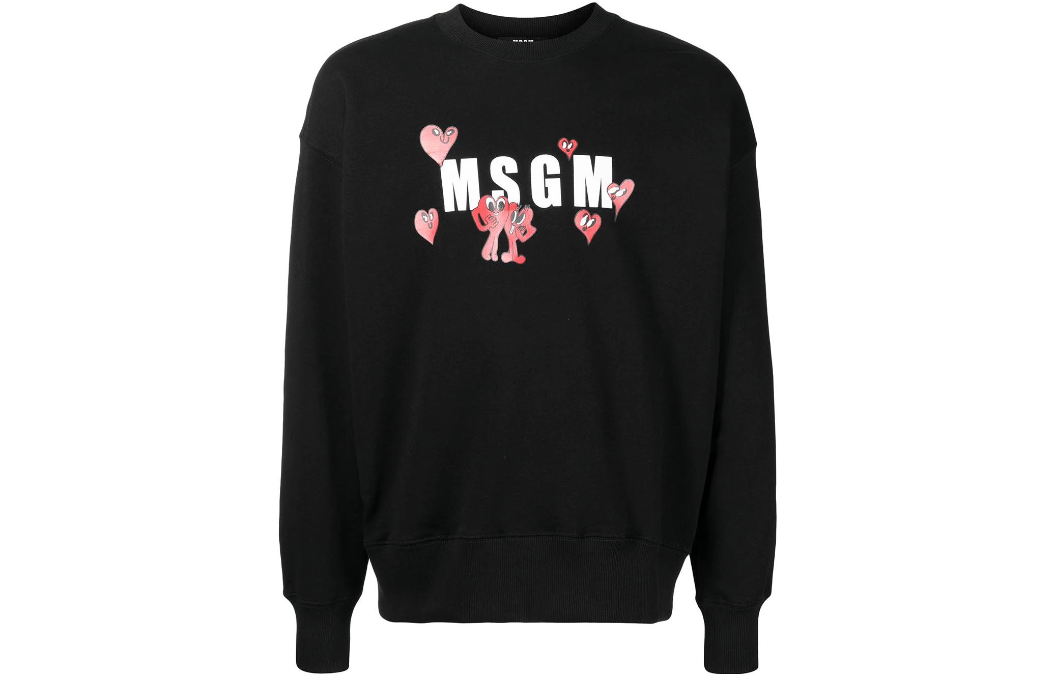 MSGM Logo Print Ribbed Crewneck Sweatshirt Men 3240MM18322729999