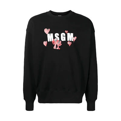 MSGM Logo Print Ribbed Crewneck Sweatshirt Men 3240MM18322729999