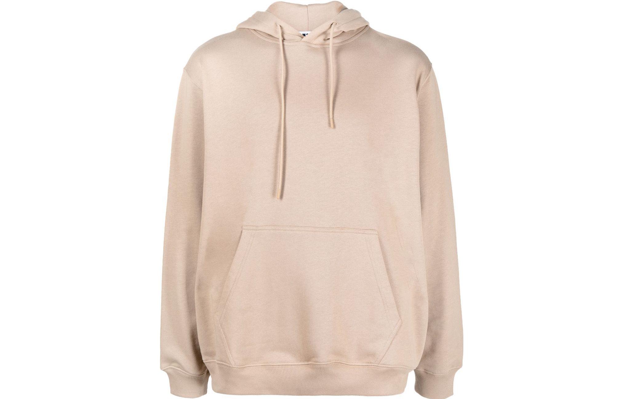 MSGM Logo Print Solid Beige Hoodie Long Sleeve 3540MM535237799-BEIGE