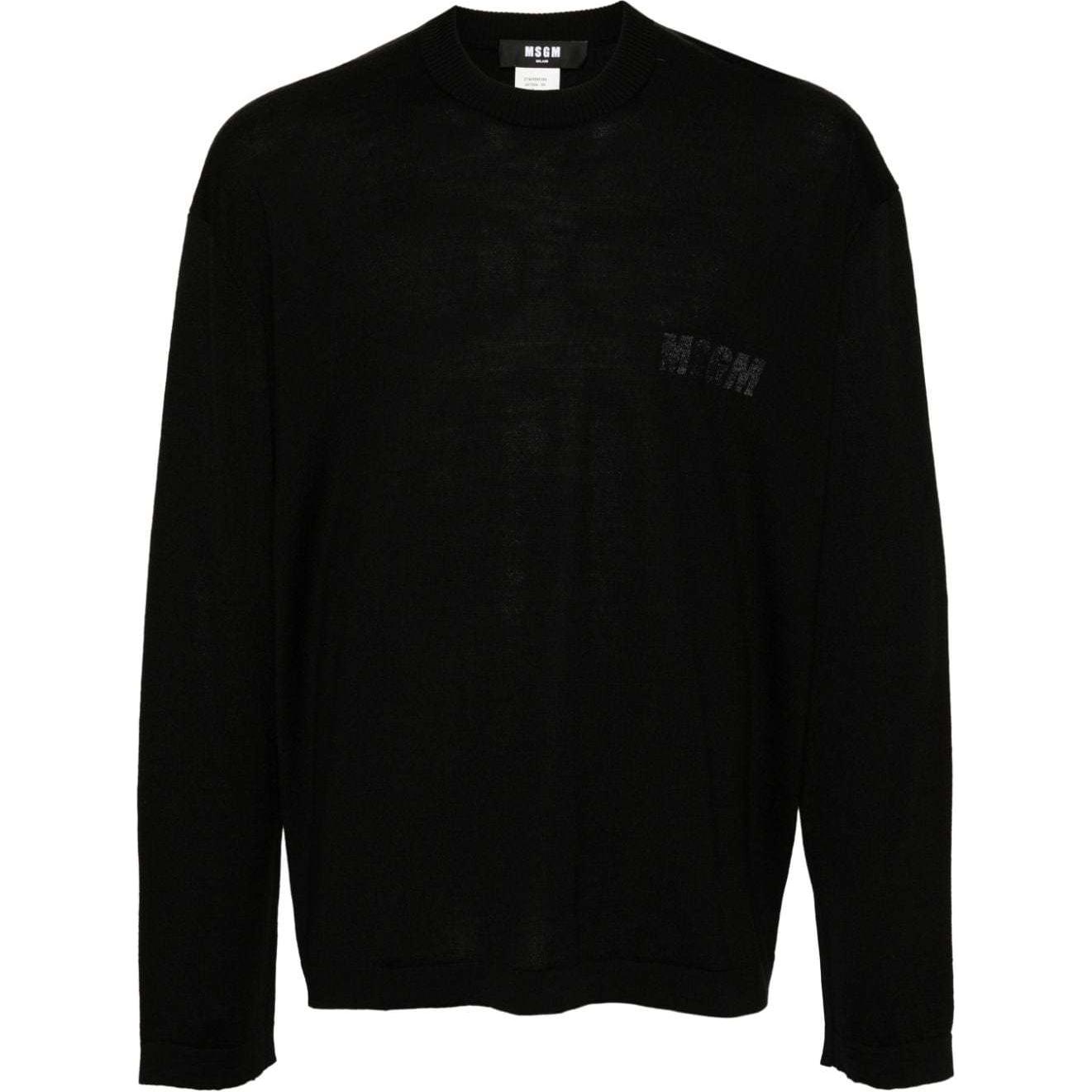 MSGM Logo Print Straight Hem Sweatshirt Black 3740MM198247594-BLACK