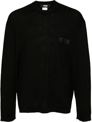 MSGM Logo Print Straight Hem Sweatshirt Black 3740MM198247594-BLACK Buy MSGM Logo Print Straight Hem Sweatshirt Black 3740MM198247594-BLACK