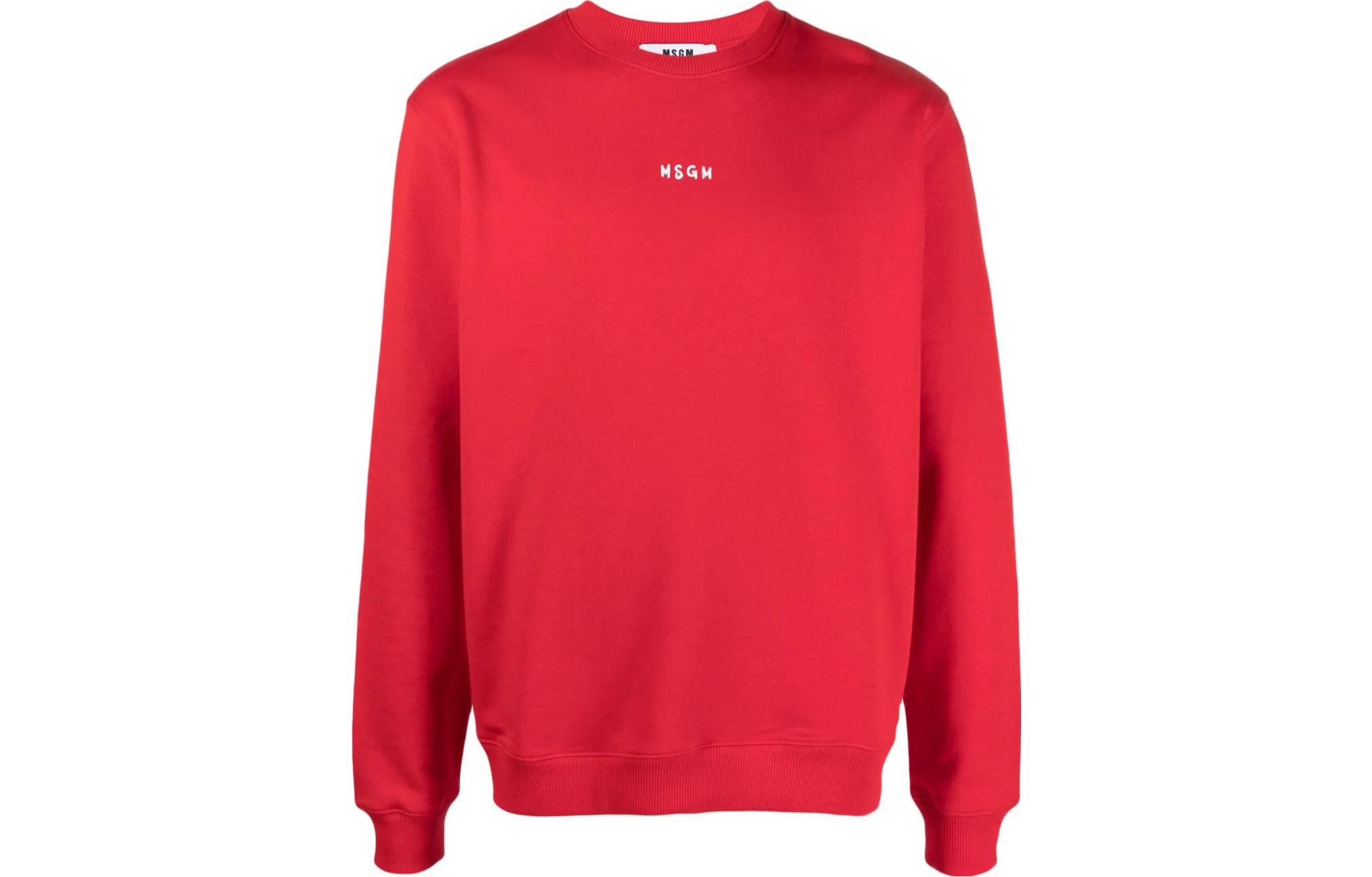 MSGM Logo Printed Cotton Sweatshirt Red - 3540MM551237799-RED