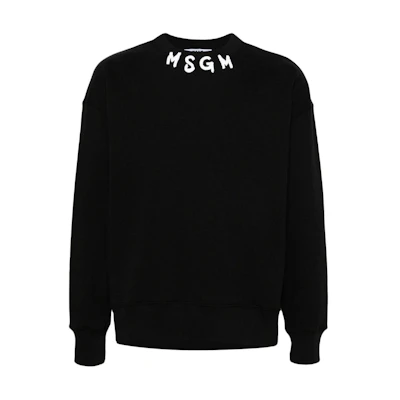 MSGM Logo Printed Crewneck Drop Shoulder Sweatshirt Black - 3640MM119247000-99