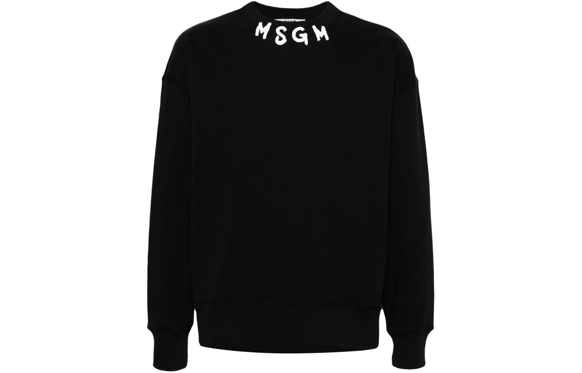 Order MSGM 標誌印花圓領寬肩衛衣 黑色 3640MM119247000-99