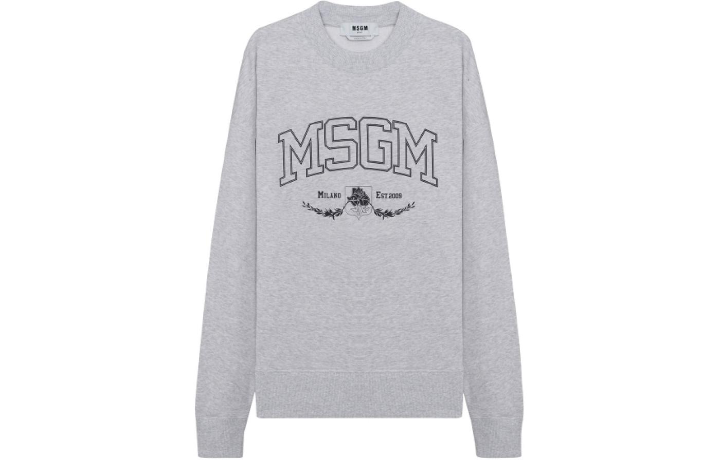 MSGM Logo Printed Crewneck Long-Sleeve Sweatshirt Gray () 3340MM19122779794