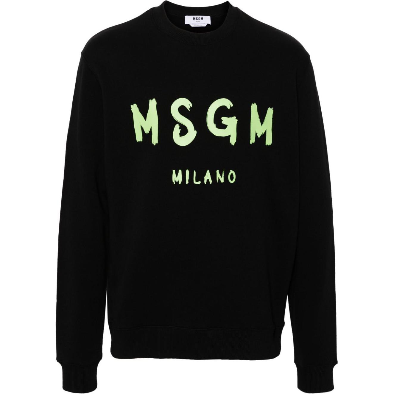 MSGM Logo Printed Long-Sleeve Sweatshirt Black Mens 3740MM513247799-BLACK