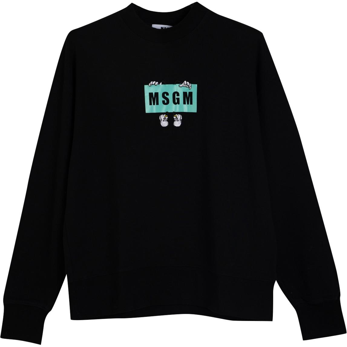 MSGM Logo Printed Oversized Crewneck Sweatshirt Black () 3040MM10021709999