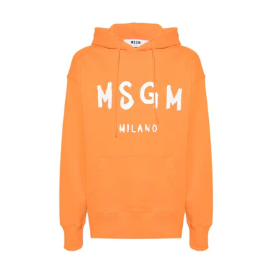 MSGM Logo Printed Oversized Hoodie Menswear in Pumpkin Orange 3640MM515247000-10