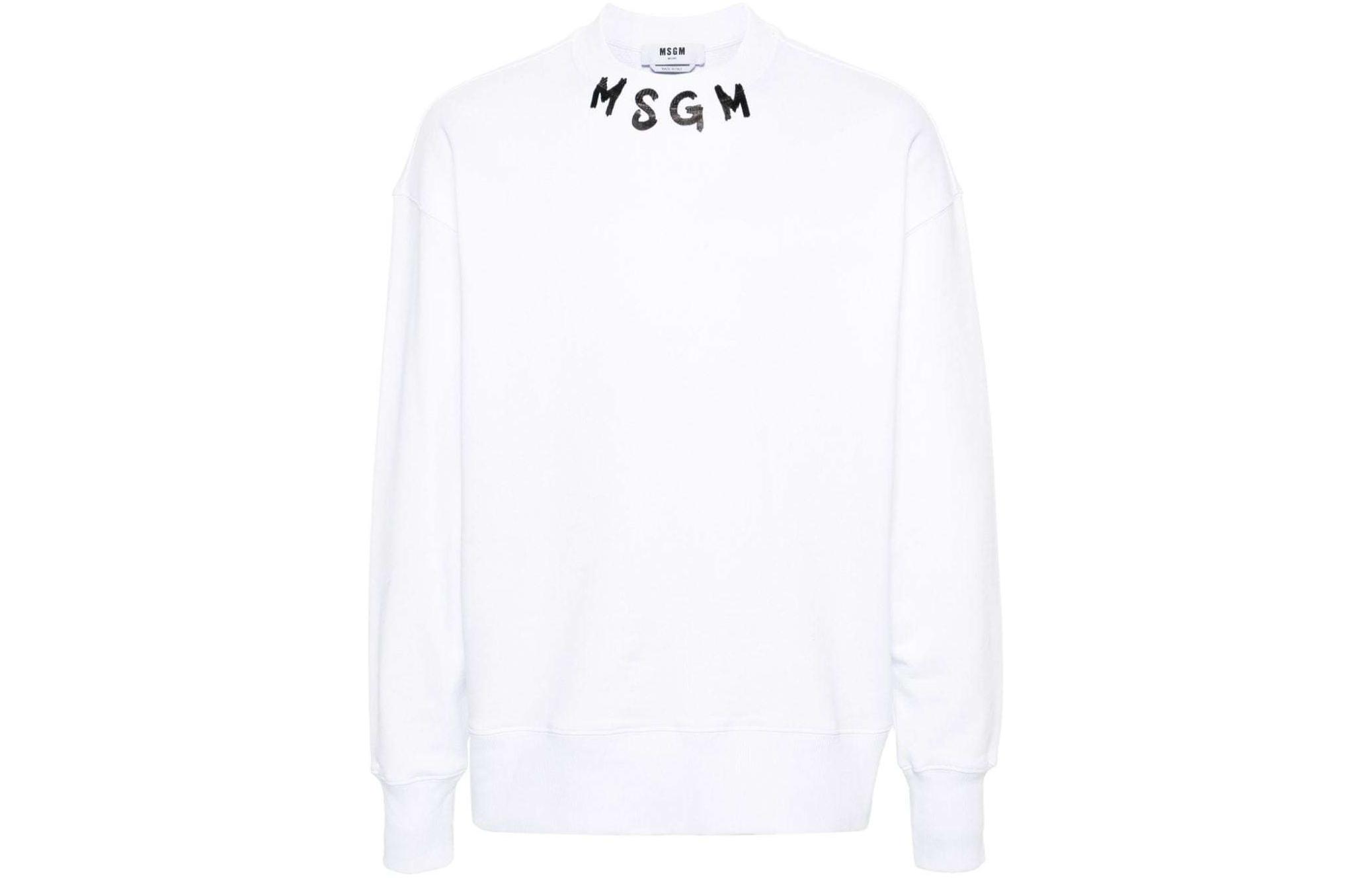 MSGM Logo Printed Oversized Long Sleeve Sweatshirt White Edition 3640MM119247000-01