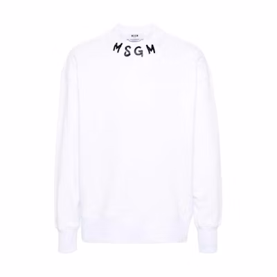 MSGM Logo Printed Oversized Long Sleeve Sweatshirt White Edition 3640MM119247000-01