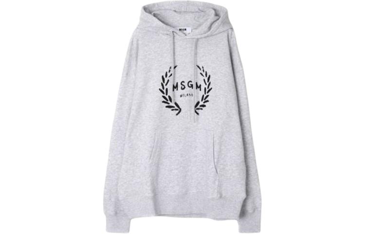 MSGM Logo Pullover Hoodie Grey Long Sleeve Sweater 3540MM130-237797-94