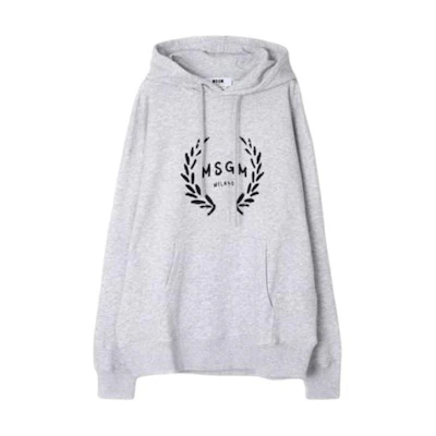 MSGM Logo Pullover Hoodie Grey Long Sleeve Sweater 3540MM130-237797-94