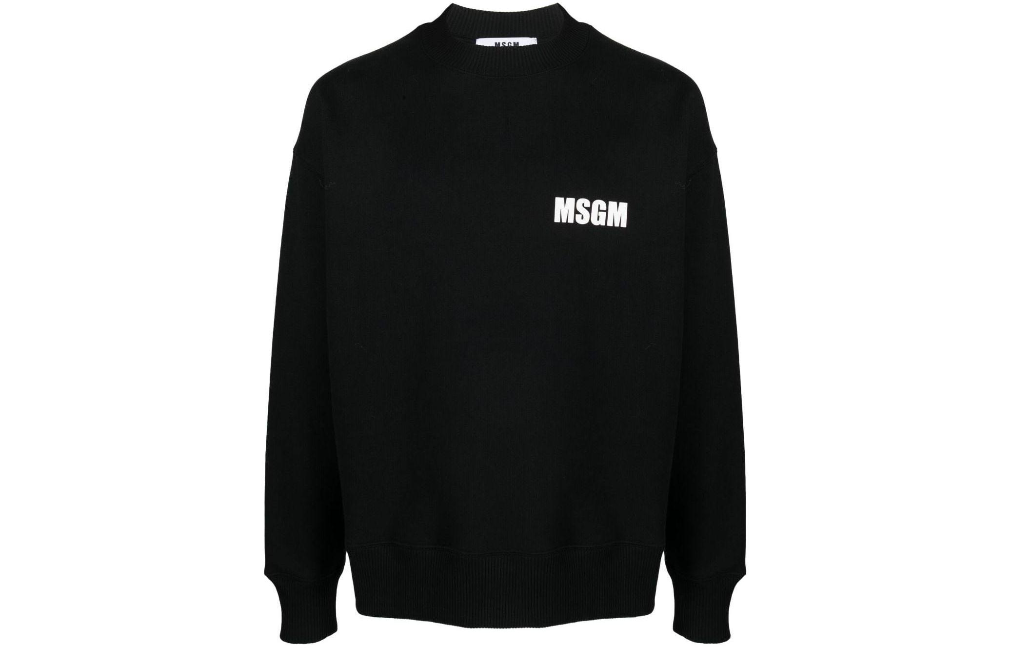 MSGM Logo Slogan Print Oversized Sweatshirt Black 3540MM111237795-BLACK