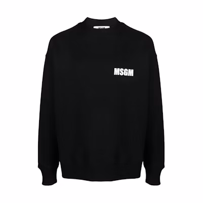 MSGM Logo Slogan Print Oversized Sweatshirt Black 3540MM111237795-BLACK