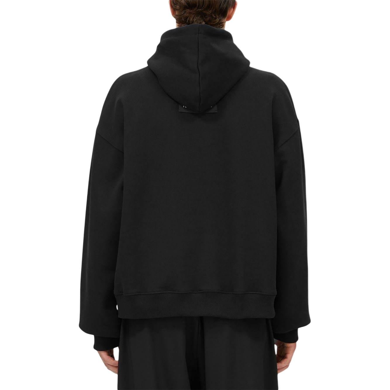 Shop Sudadera con Capucha Negra Oversize Hombre MSGM Logo Tape Appliqué. 3740MM133247795-BLACK