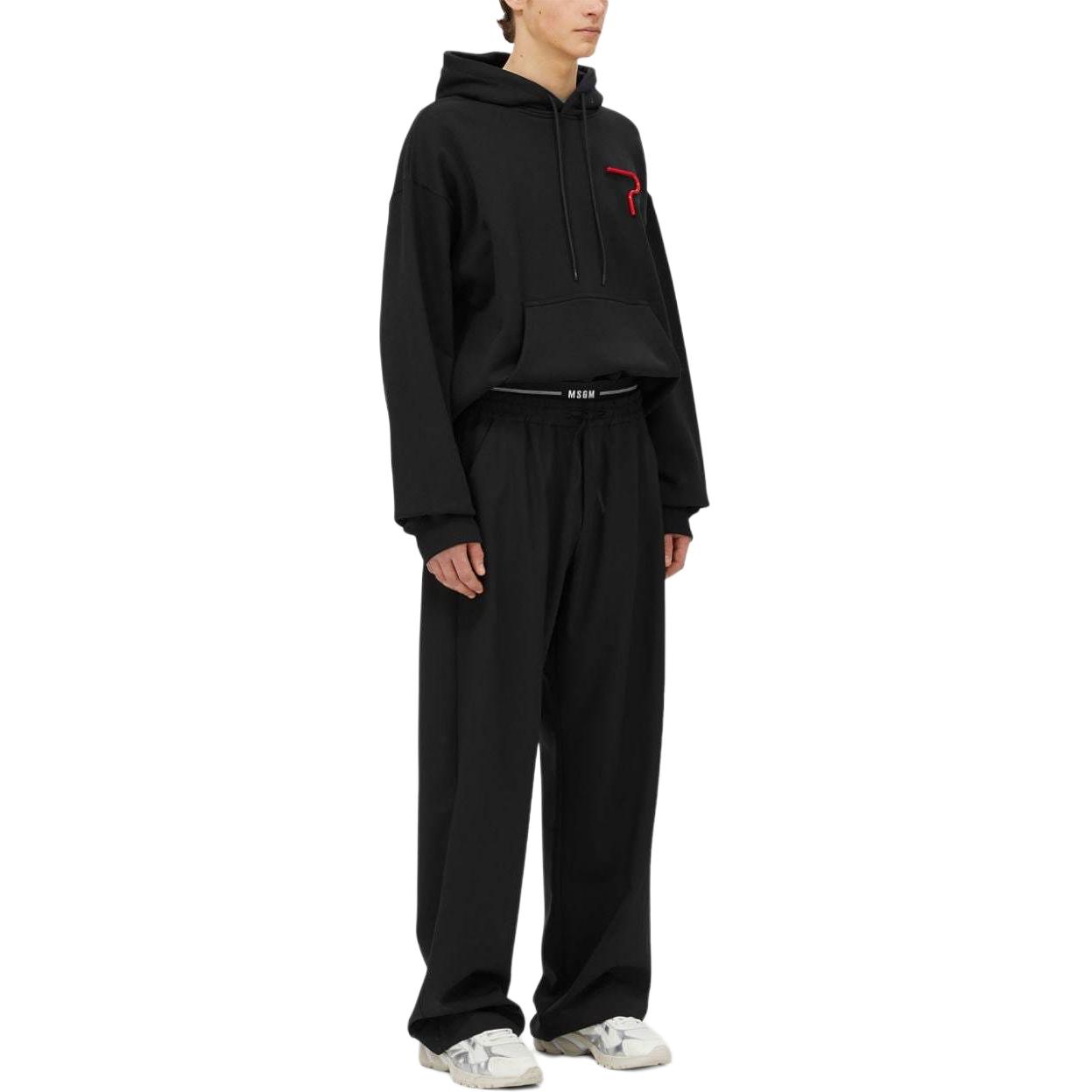 Purchase Sudadera con Capucha Negra Oversize Hombre MSGM Logo Tape Appliqué. 3740MM133247795-BLACK