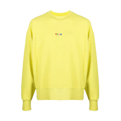 MSGM Logo Yellow Crewneck Sweatshirt Men 3040MM77217099-07