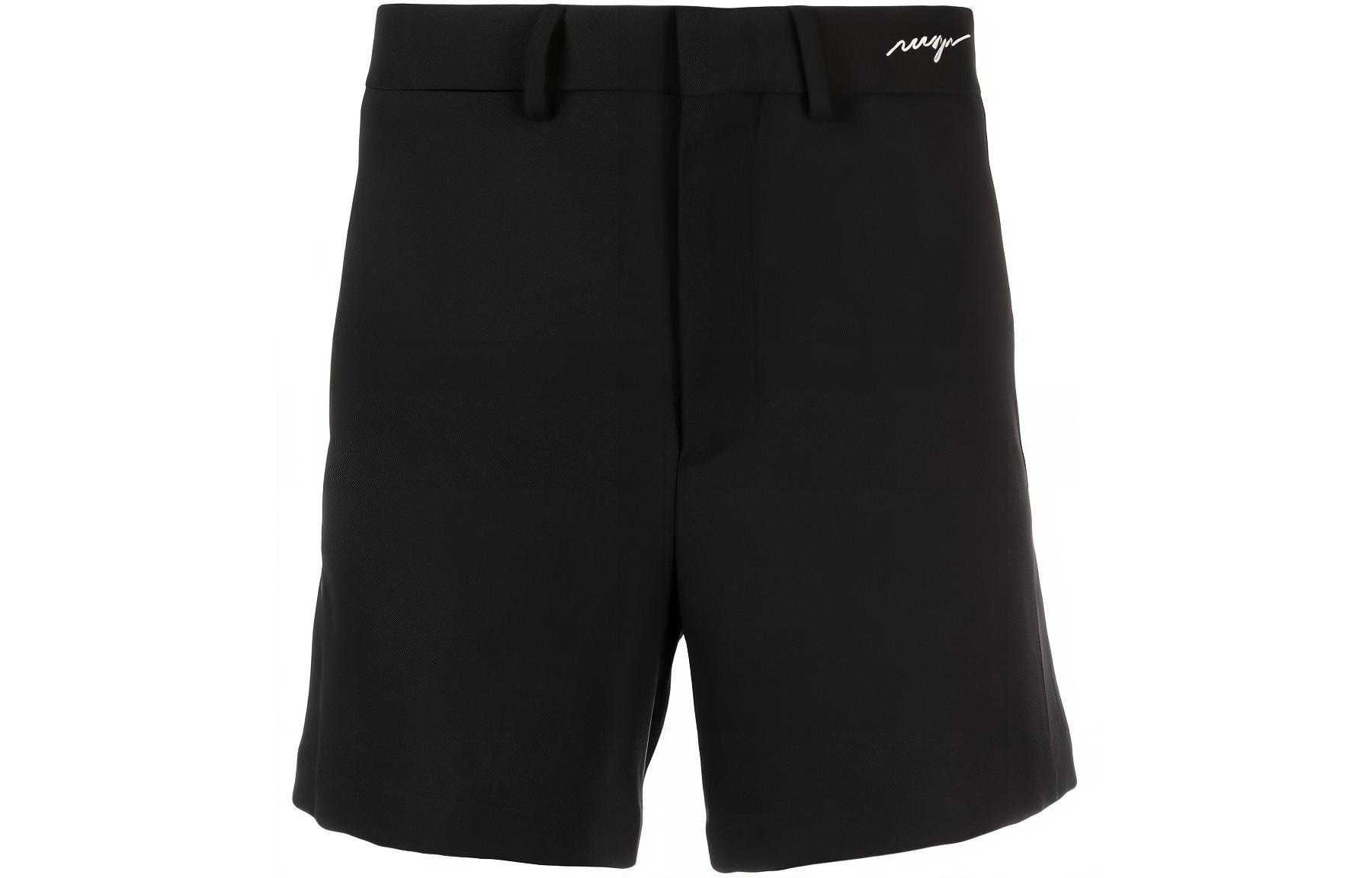 MSGM Men’s Black Mid-Rise Logo Embroidered Casual Shorts. 3640MB04247010-99