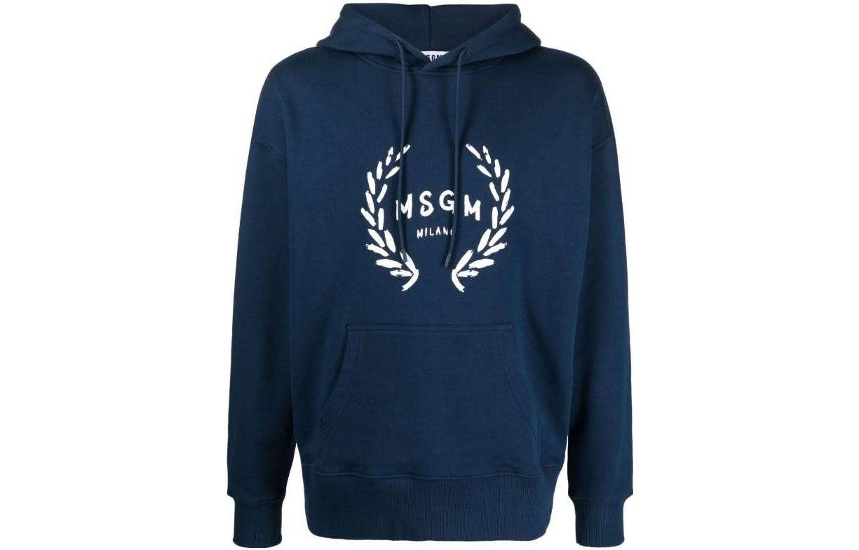 MSGM Oversized Letter Print Hoodie Blue 3540MM130-237799-89