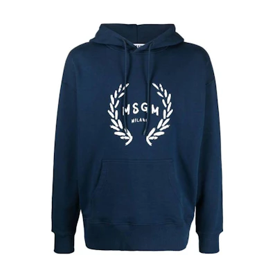 MSGM Oversized Letter Print Hoodie Blue 3540MM130-237799-89