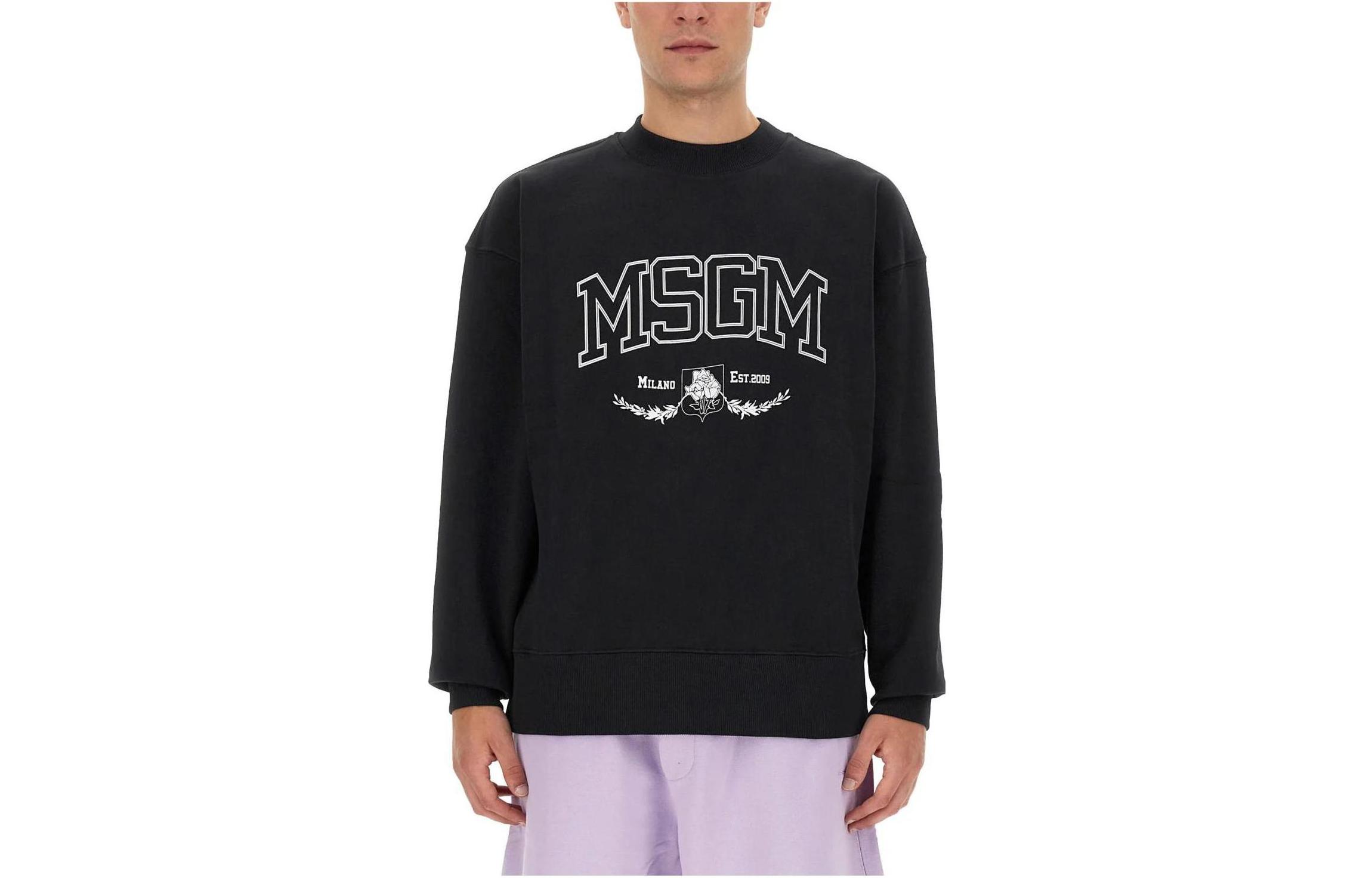 MSGM Oversized Logo Crewneck Sweatshirt Men’s Black 3540MM11723779999