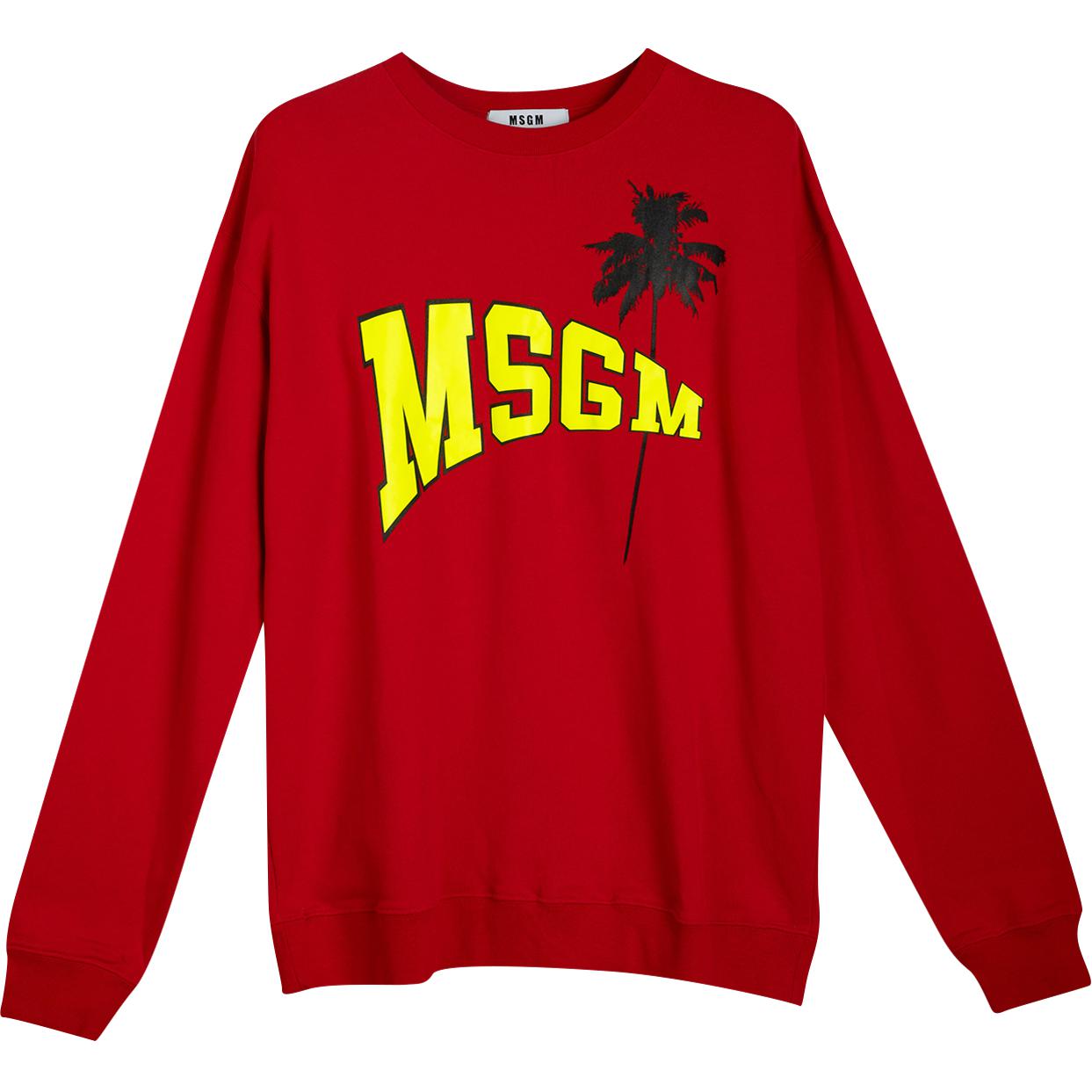 MSGM Oversized Logo Pullover Sweatshirt Red 2640MM193195299-18
