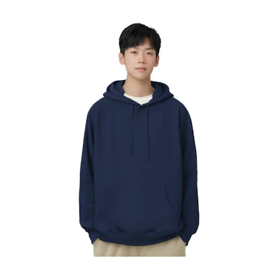 MSGM Oversized Navy Blue Hoodie Long Sleeve Pullover 3540MM109-237799-89