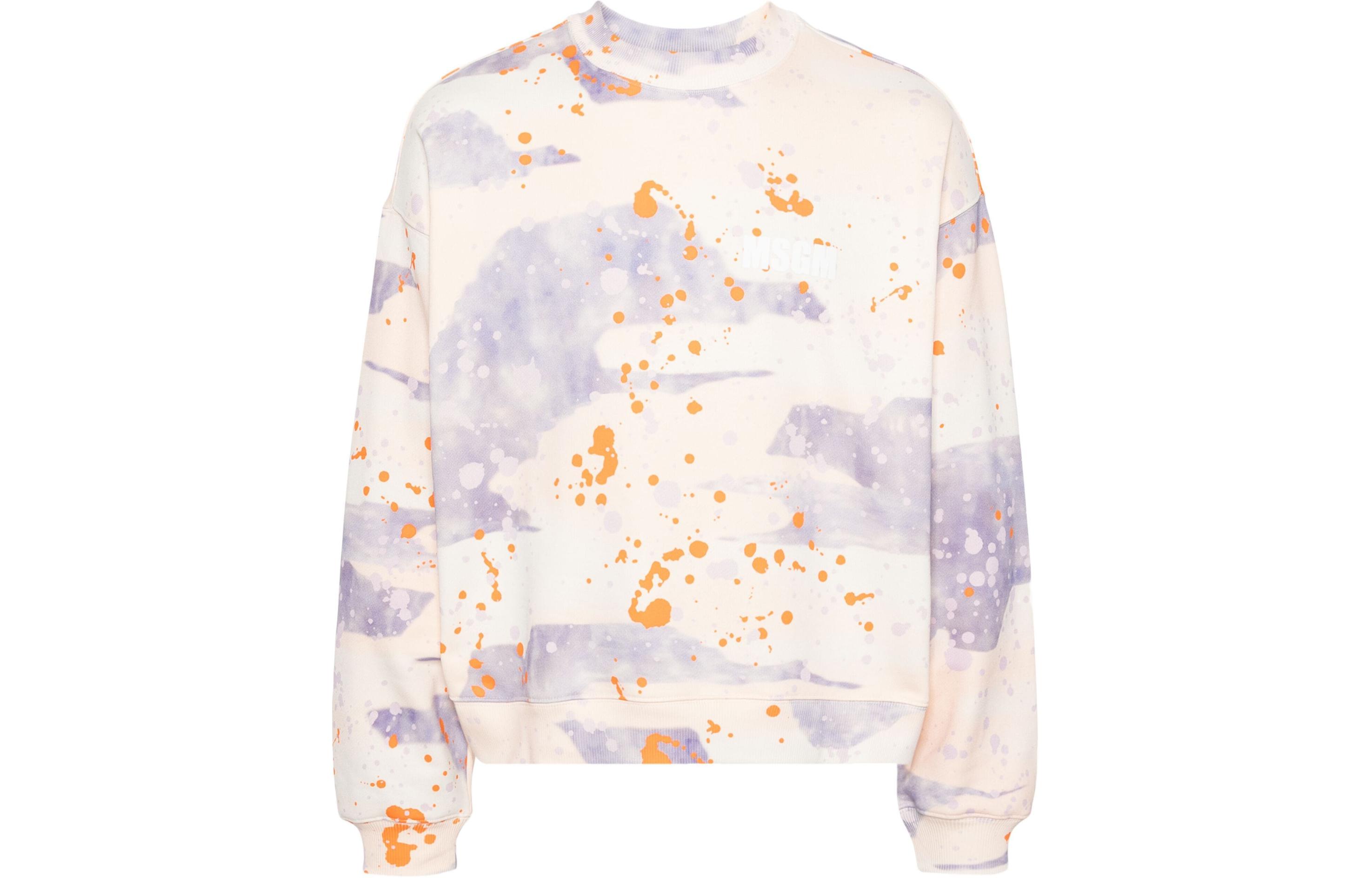 Order MSGM 페인트 스플래터 코튼 크루넥 스웨트셔츠 라이트 베이지. 3640MM122247092-BEIGE