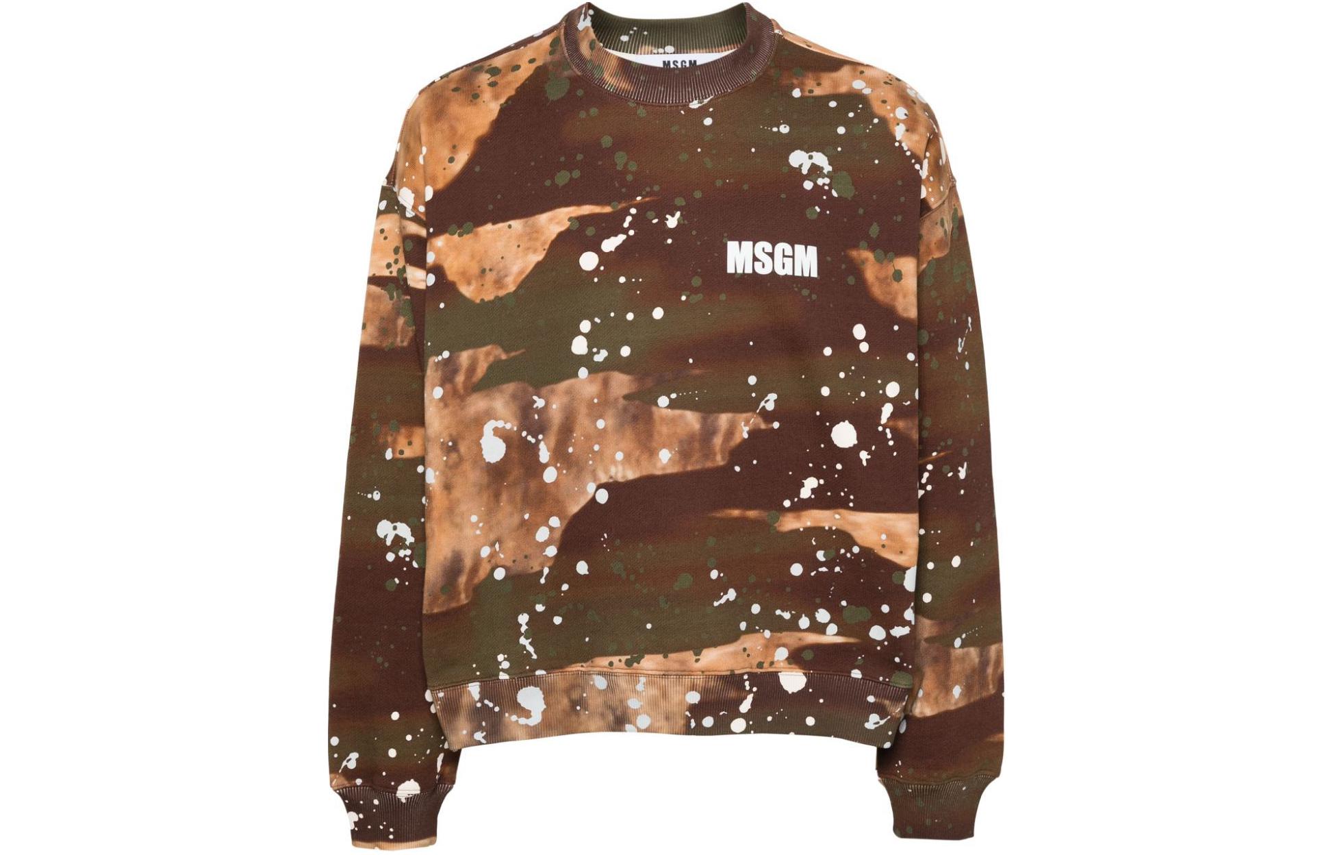MSGM Paint-Splatter Knit Texture Oversized Crewneck Sweatshirt Multicolor Men. 3640MM122247092-37