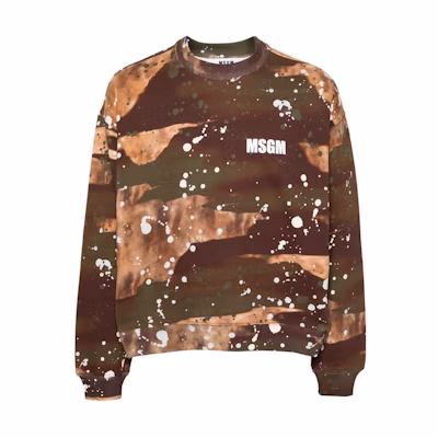 MSGM Paint-Splatter Knit Texture Oversized Crewneck Sweatshirt Multicolor Men. 3640MM122247092-37