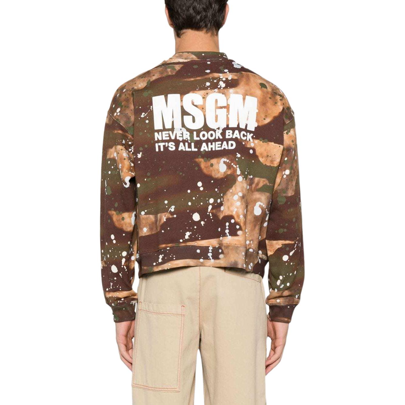 Shop MSGM 페인트 스플래터 니트 텍스처 오버사이즈 맨투맨 멀티컬러 남성. 3640MM122247092-37