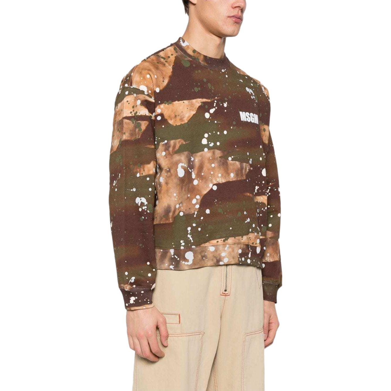 Purchase MSGM 페인트 스플래터 니트 텍스처 오버사이즈 맨투맨 멀티컬러 남성. 3640MM122247092-37