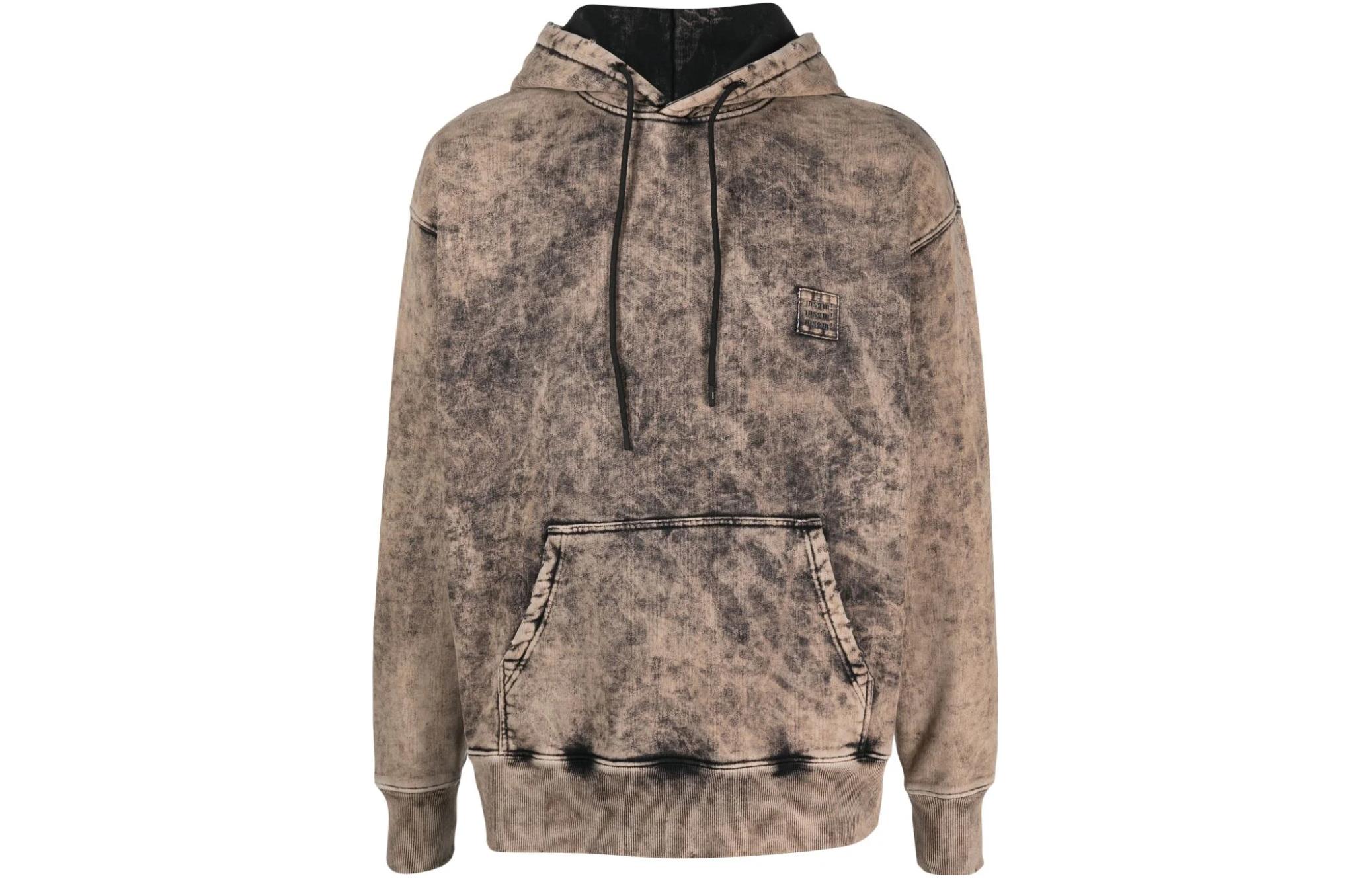 MSGM Patch Faded Hoodie Beige Men’s Long Sleeve 3540MM91237599-BEIGE