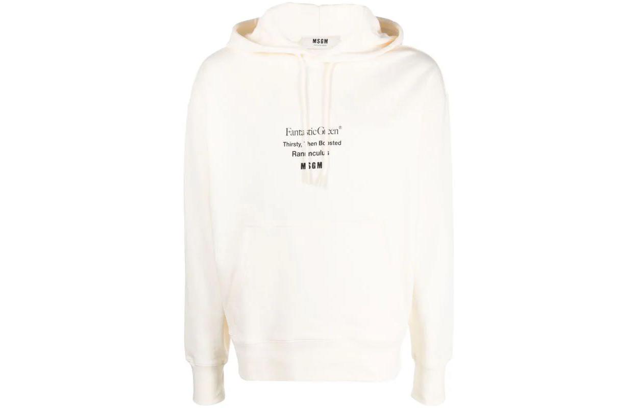 MSGM Pattern Logo Print Hoodie Unisex White 3546MM04237581-WHITE