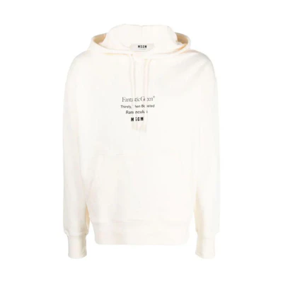 MSGM Pattern Logo Print Hoodie Unisex White 3546MM04237581-WHITE