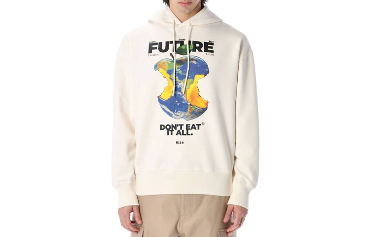 MSGM Pattern Printed Hoodie White For Men 3240MM195227289-02