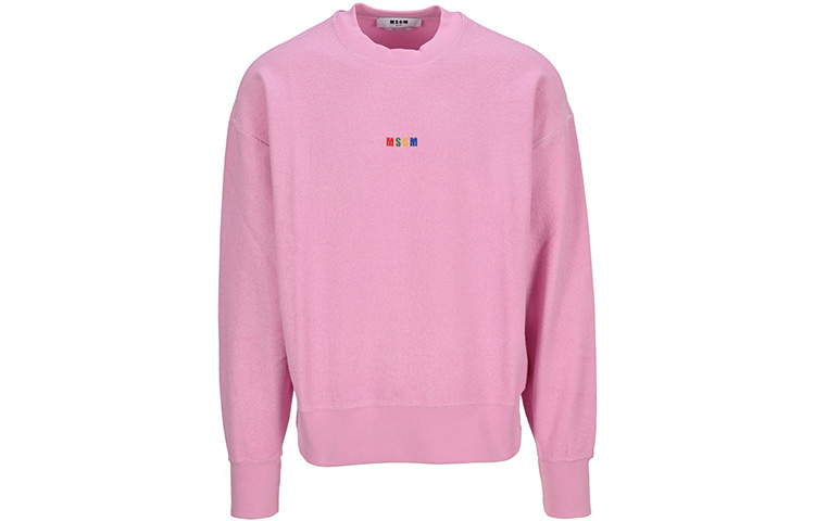 MSGM Pink Crewneck Letter Print Pullover Sweatshirt 3040MM77217099-12